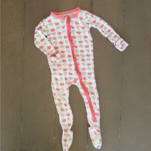 KickKee Pants Baby Girls’ Long-Sleeve Pink Ruffle Bamboo Footie  • Size 9-12M